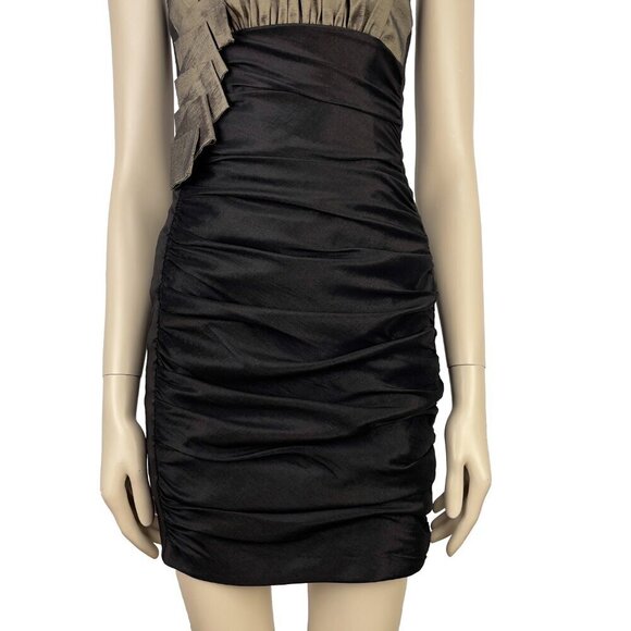 JESSICA McCLINTOCK VTG Party Mini Ruched 90’s Black Goth Metallic Dress sz 4 - Picture 4 of 8